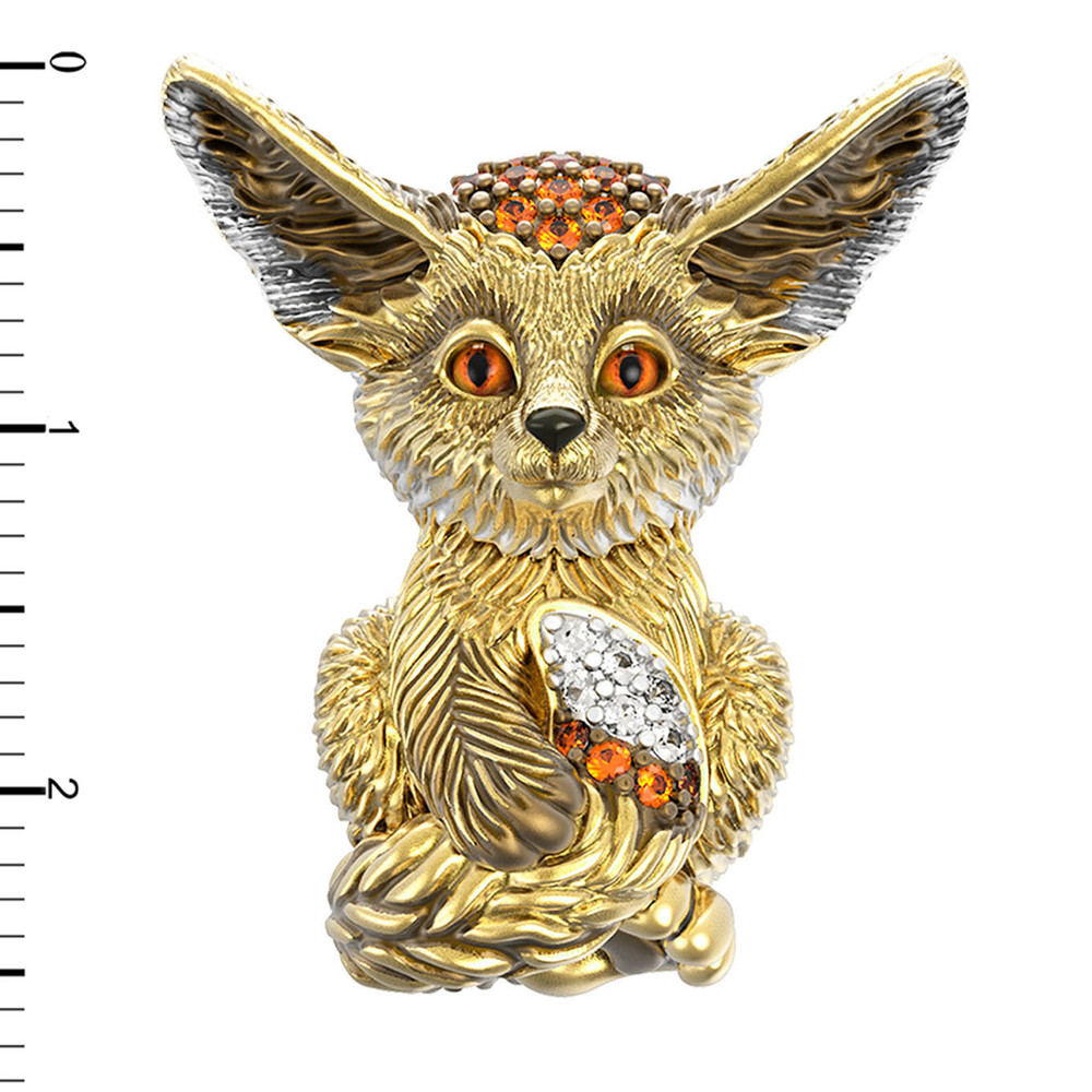 Подвеска из лимонного золота 585 пробы c эмалью и фианитом