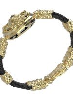 Браслет из лимонного золота c эмалью, шнурком и ониксом