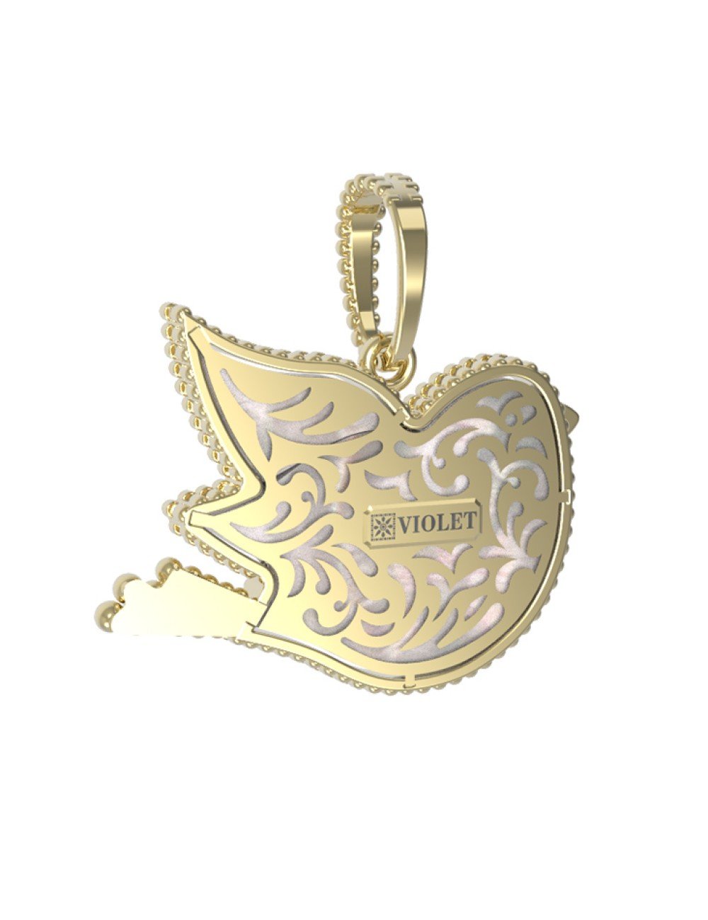 Подвеска из лимонного золота c эмалью и перламутром