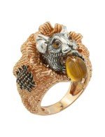 Кольцо из золота c эмалью и янтарём