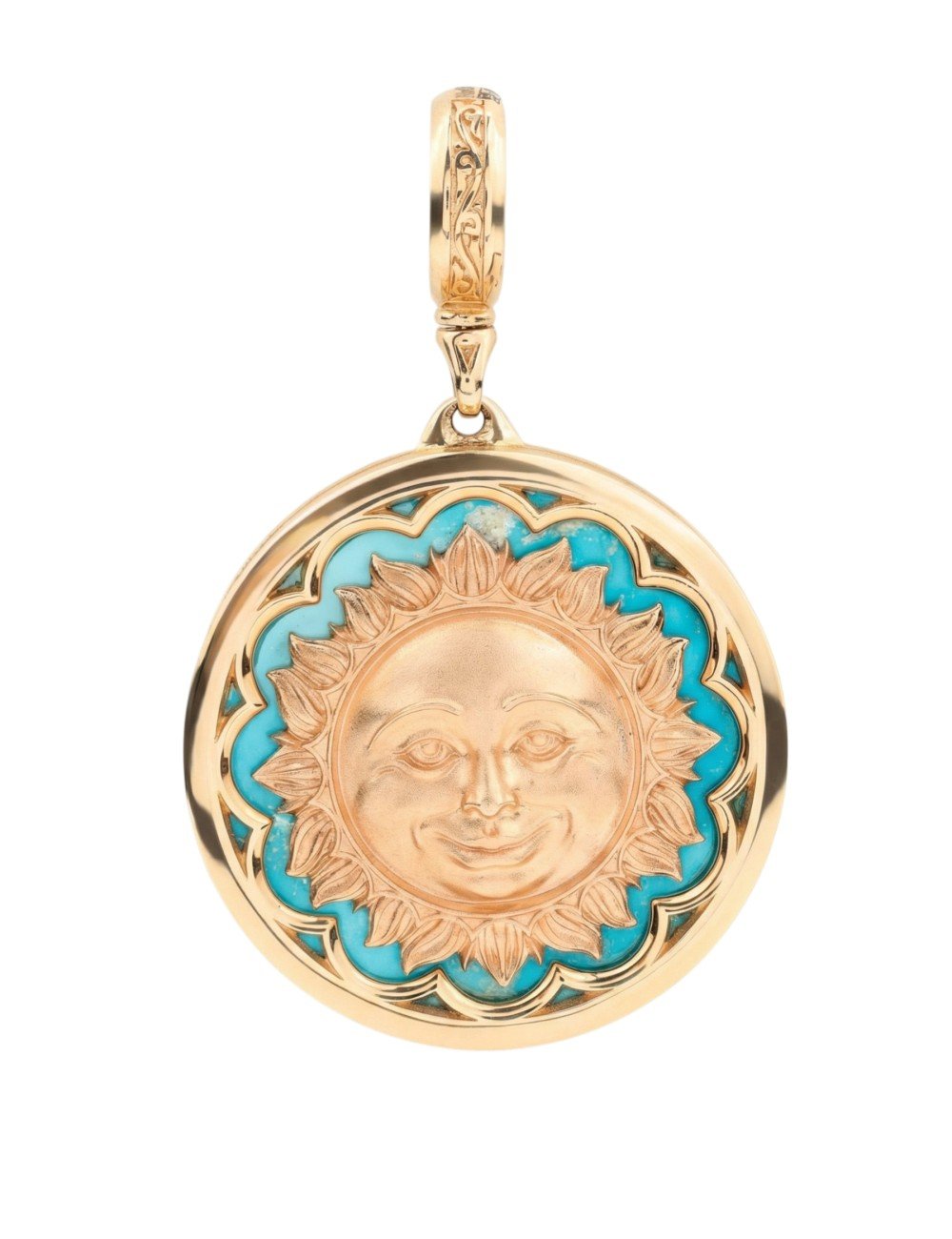 Подвеска из золота c бирюзой и лазуритом