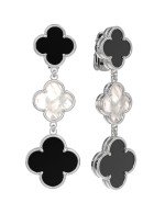 Серьги из белого золота c ониксом и перламутром