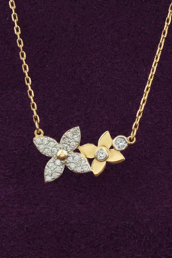 Колье из лимонного золота 585 пробы c бриллиантами