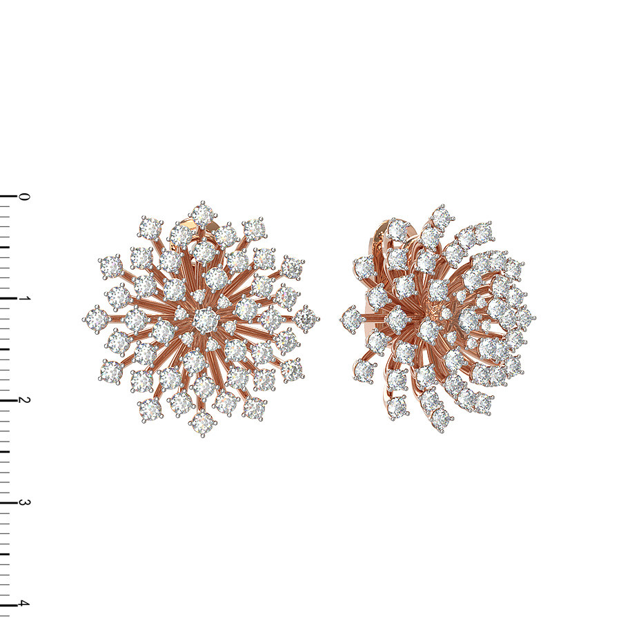 Серьги из красного золота 585 пробы c бриллиантами