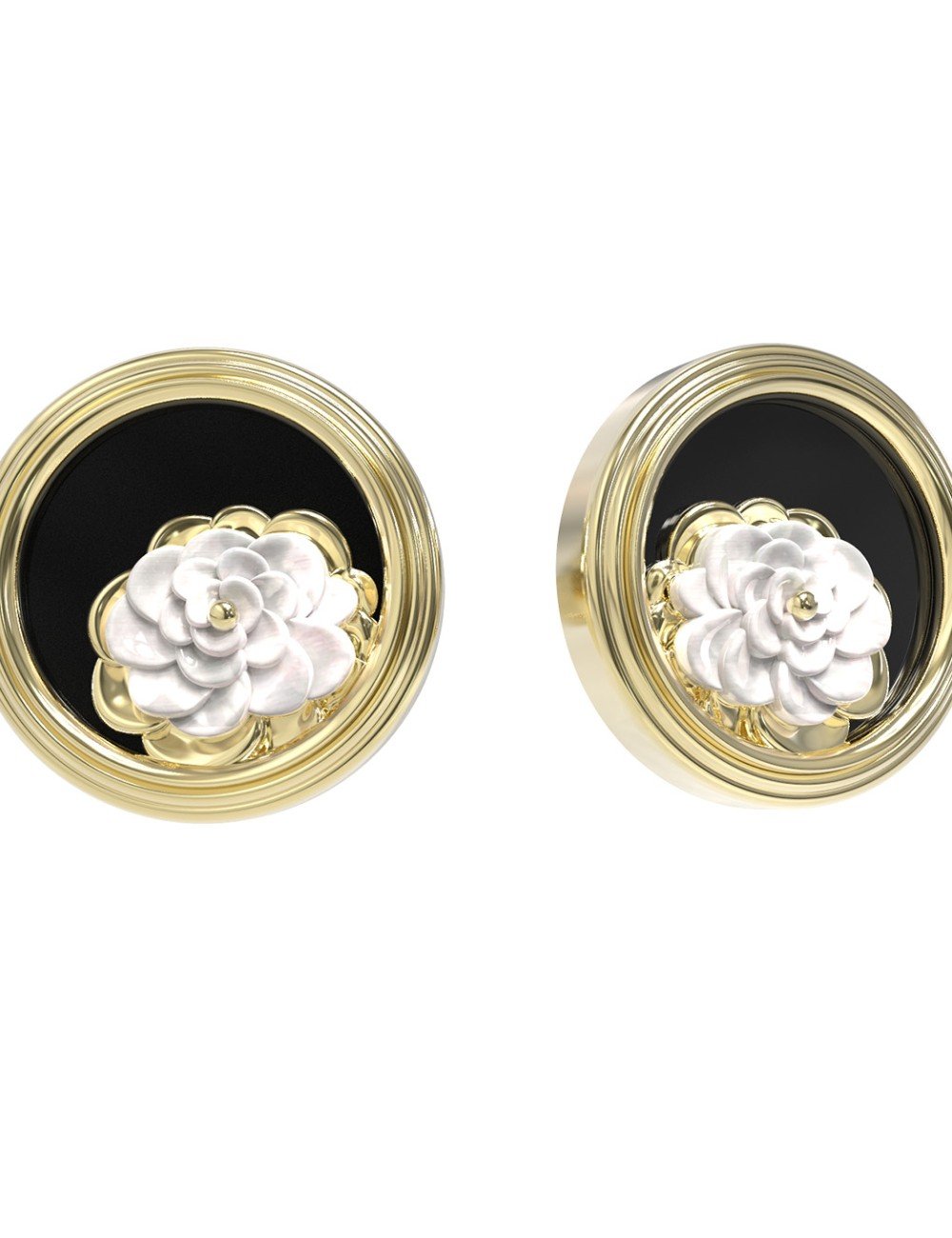 Серьги из лимонного золота c ониксом и перламутром