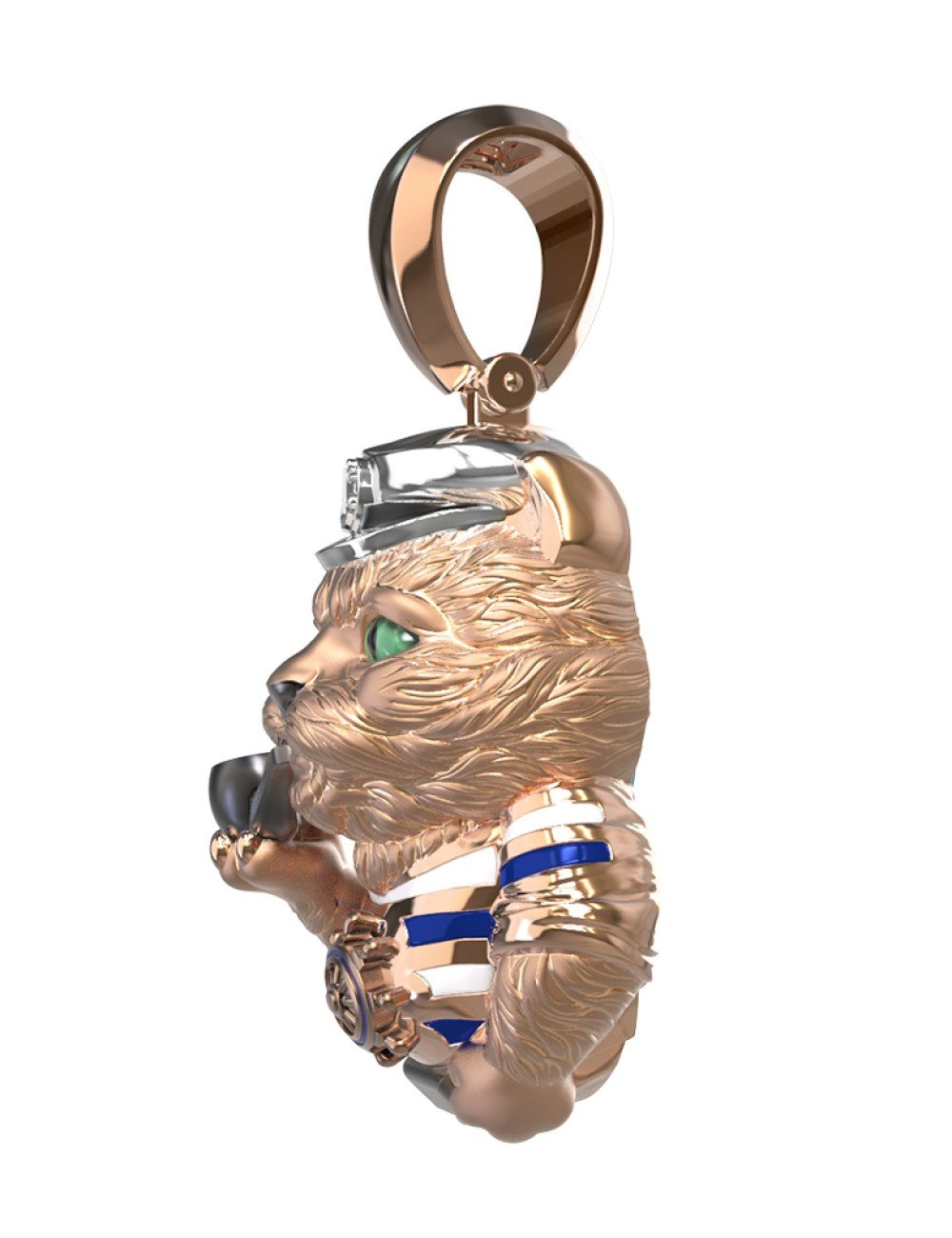 Подвеска из золота c эмалью, бриллиантами и рубином