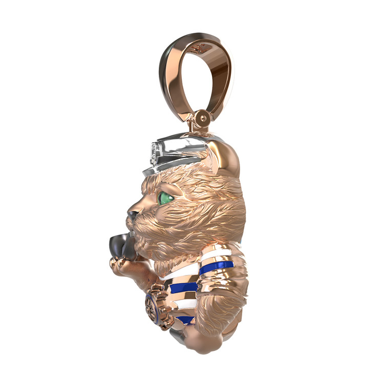 Подвеска из красного золота 585 пробы c эмалью, бриллиантами и рубином