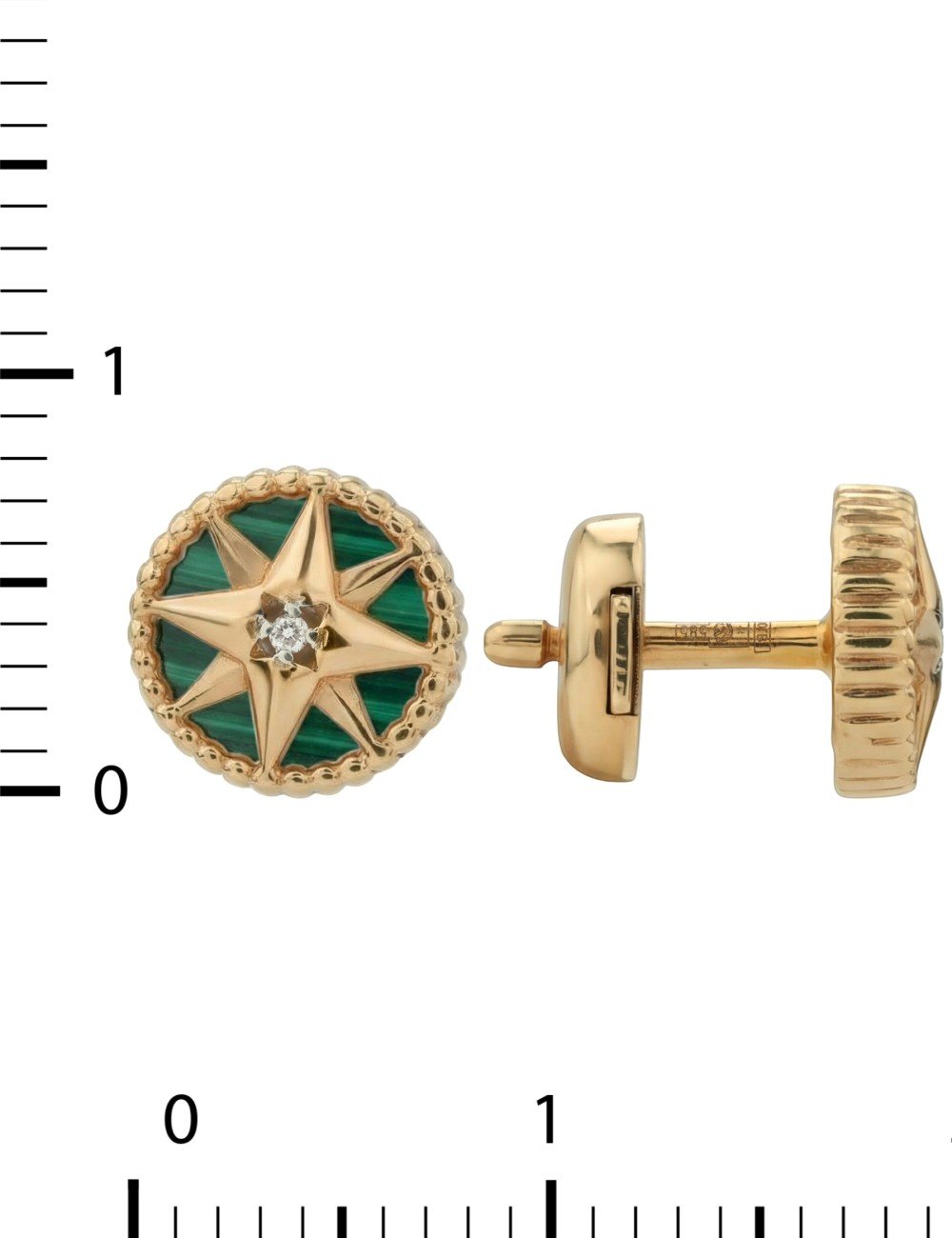 Серьги из золота c бриллиантами и малахитом