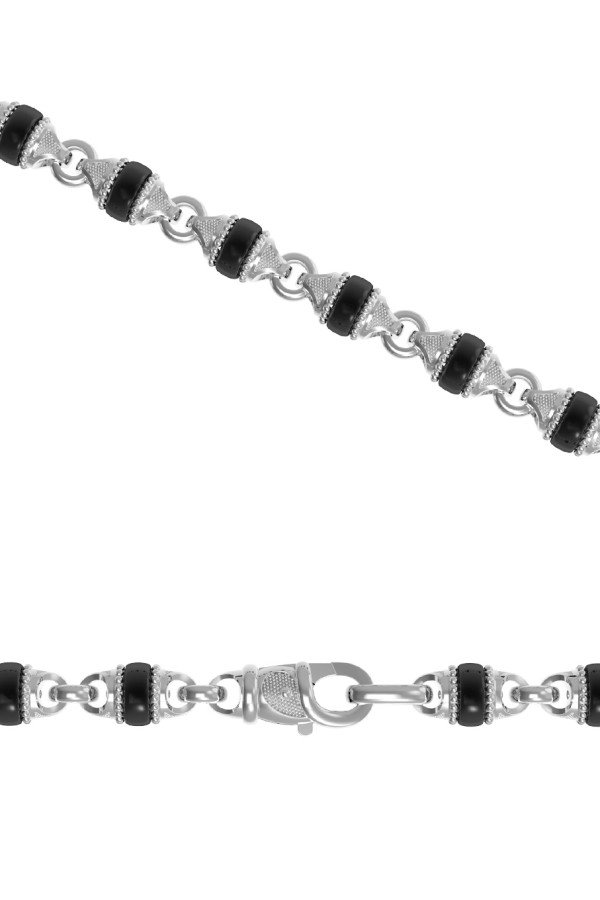 Цепь из белого золота c ониксом