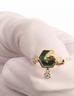 Кольцо из лимонного золота c бриллиантами и малахитом