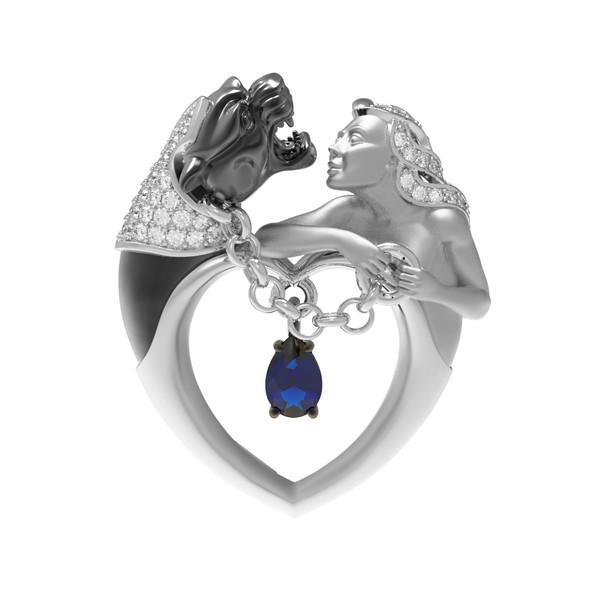 Подвеска из белого золота 585 пробы c фианитом и топазом London