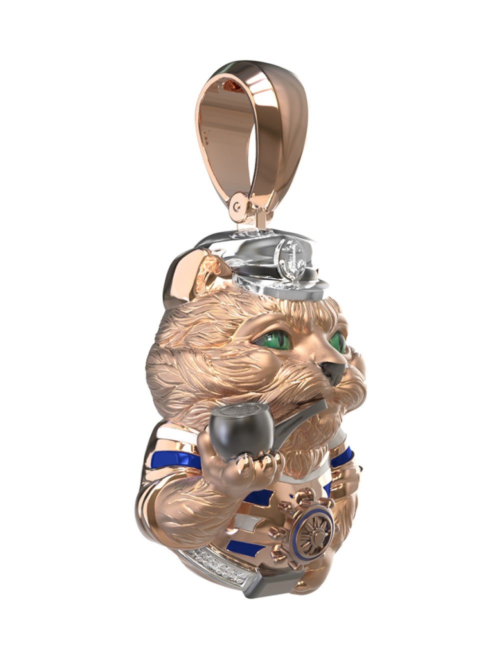 Подвеска из золота c эмалью, бриллиантами и рубином