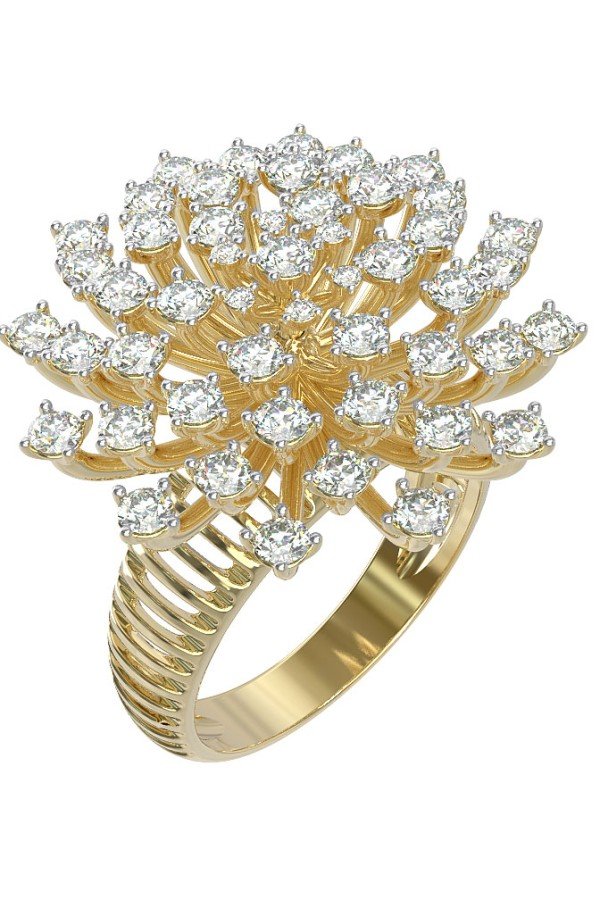 Кольцо из лимонного золота c бриллиантами