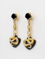 Серьги из лимонного золота c бриллиантами и ониксом