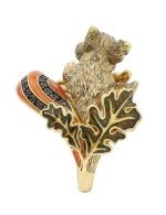 Кольцо из лимонного золота c эмалью, гранатом и янтарём