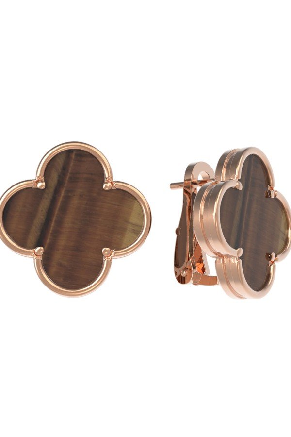 Серьги из золота c тигровым глазом