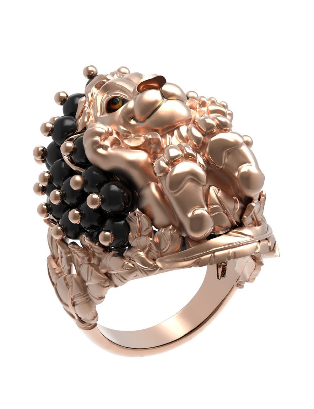 Кольцо из золота c эмалью и ониксом