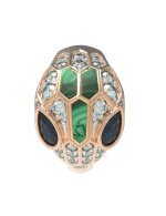 Кольцо из золота c бриллиантами, сапфиром и малахитом