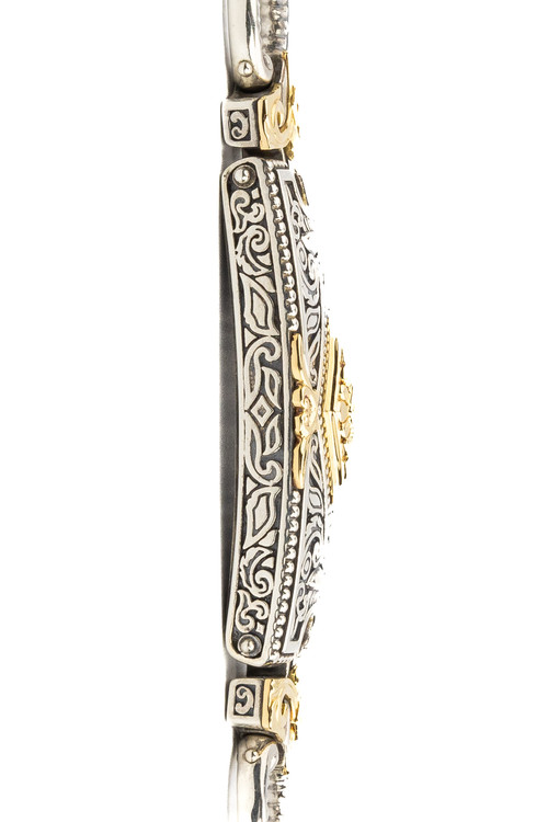 Браслет из серебра 925 пробы и золота 750 пробы c рубином