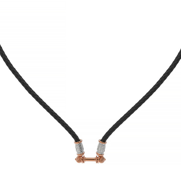 Цепь-шнурок кожа из красного золота 585 пробы c кожаным шнурком