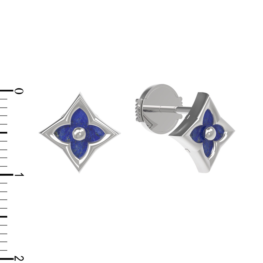 Серьги из белого золота 585 пробы c лазуритом