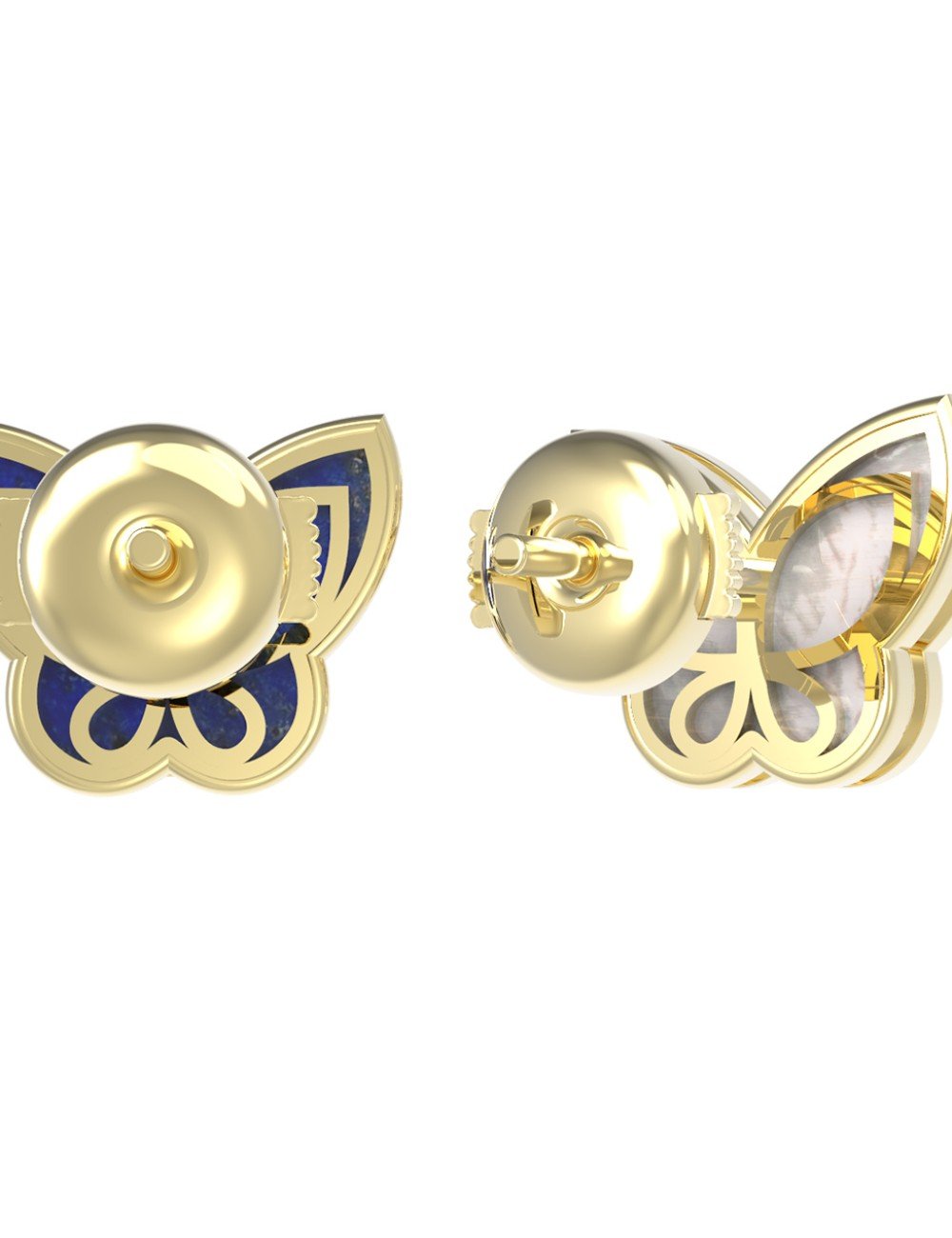 Серьги из лимонного золота c лазуритом и перламутром