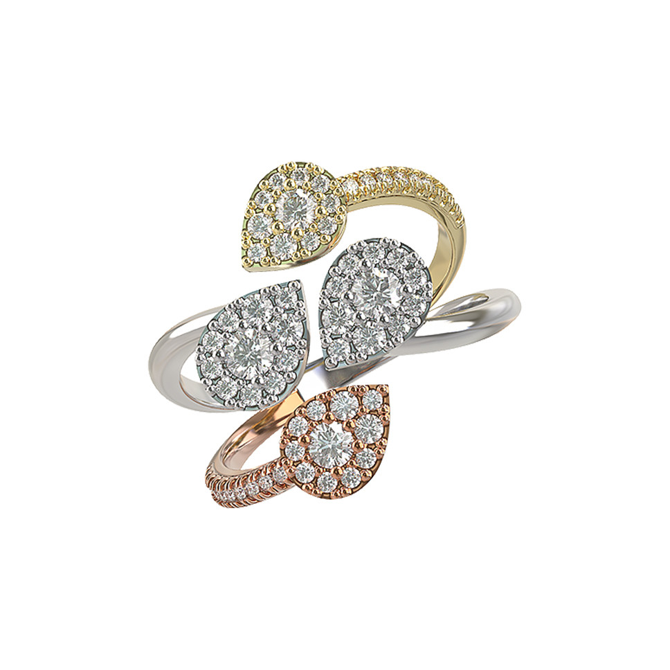 Кольцо из белого золота 585 пробы c бриллиантами