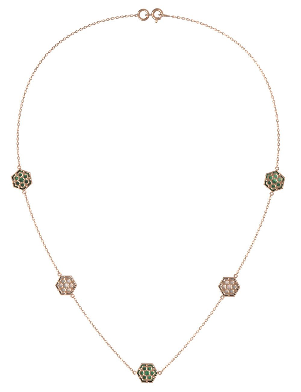 Колье из золота c малахитом и перламутром