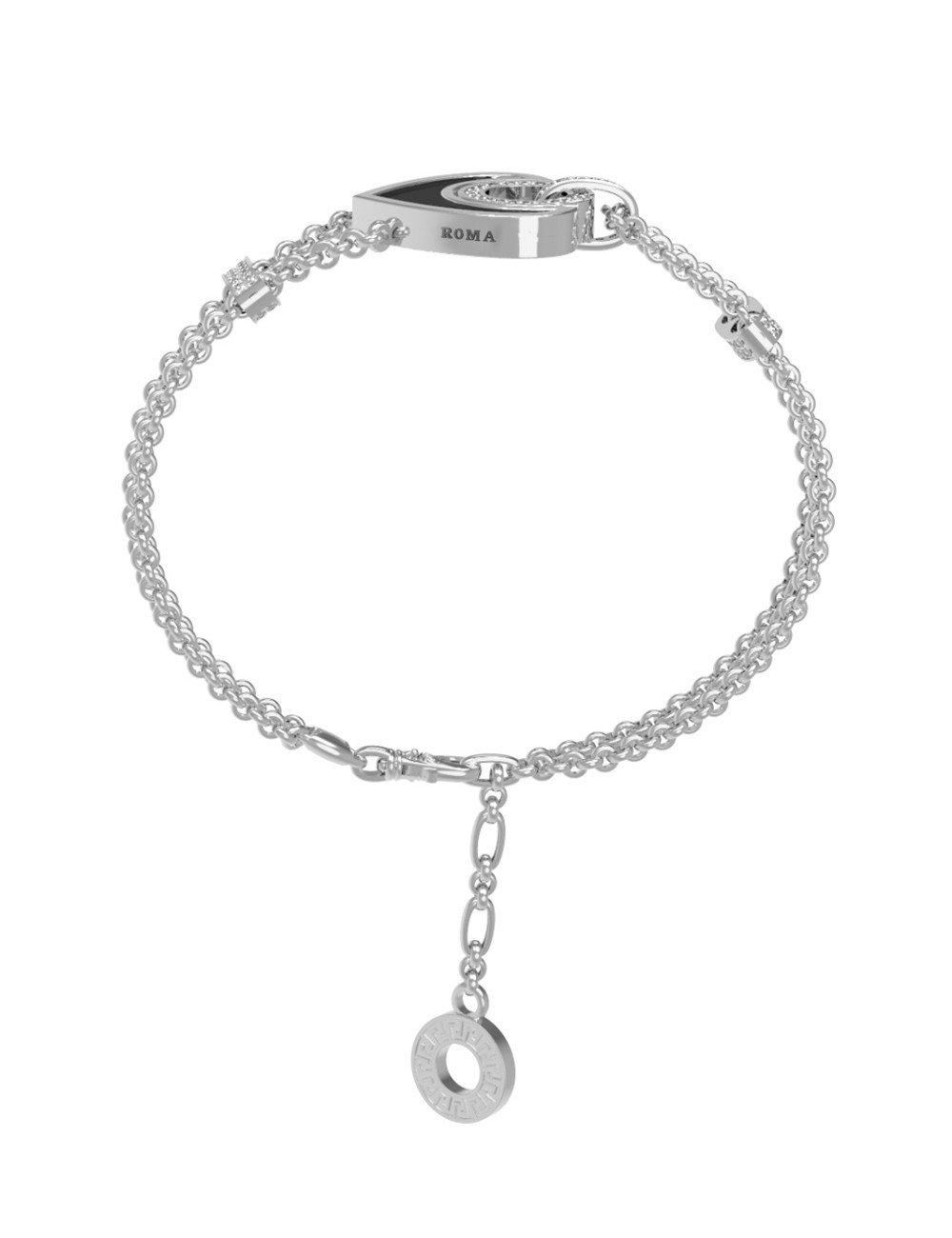 Браслет из белого золота c бриллиантами, ониксом и перламутром