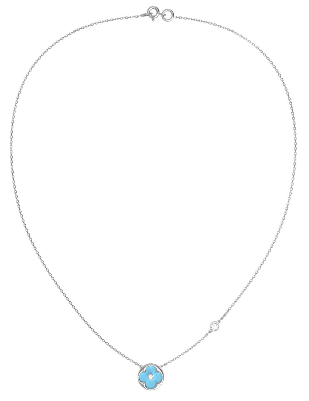 Колье из белого золота c бриллиантами и бирюзой