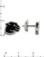 Серьги из белого золота c бриллиантами, изумрудом и ониксом