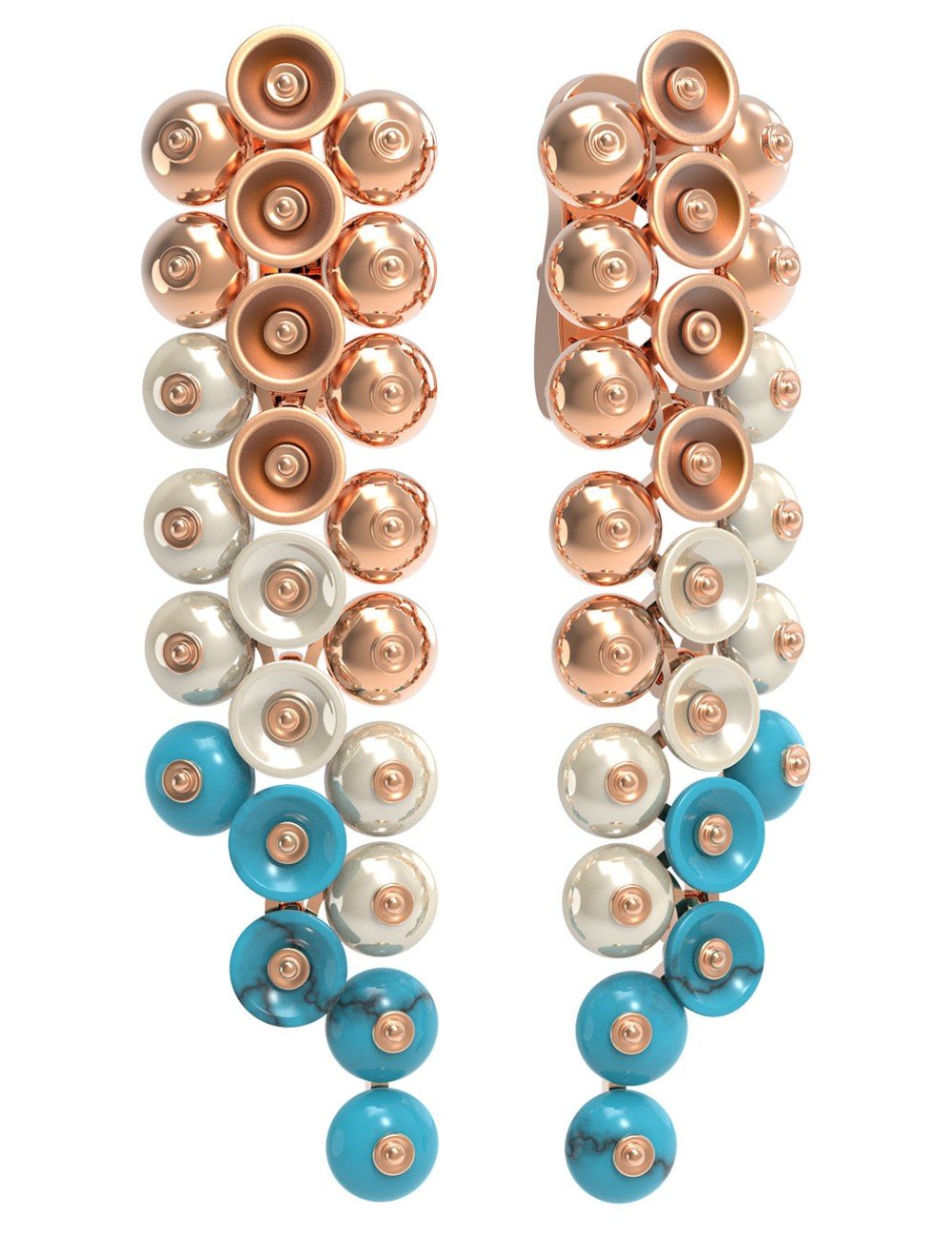 Серьги из золота c бирюзой и перламутром