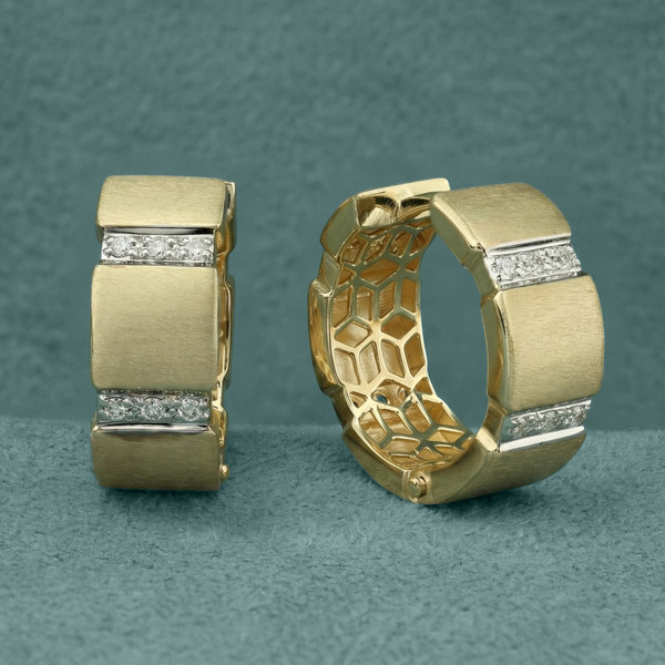 Серьги из лимонного золота 585 пробы c бриллиантами