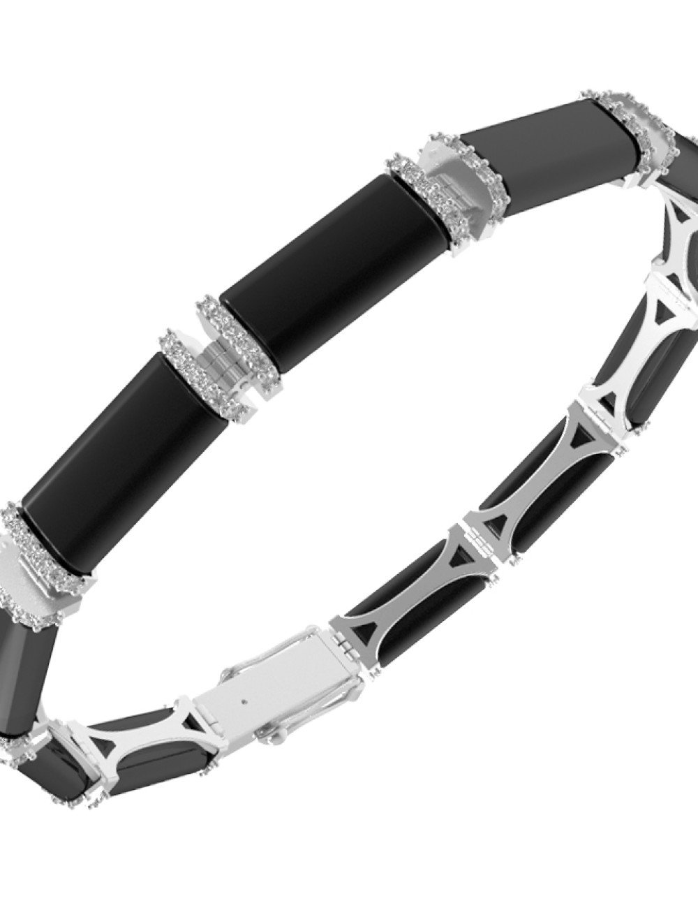 Браслет из белого золота c бриллиантами и ониксом