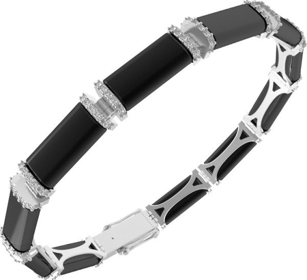 Браслет из белого золота c бриллиантами и ониксом