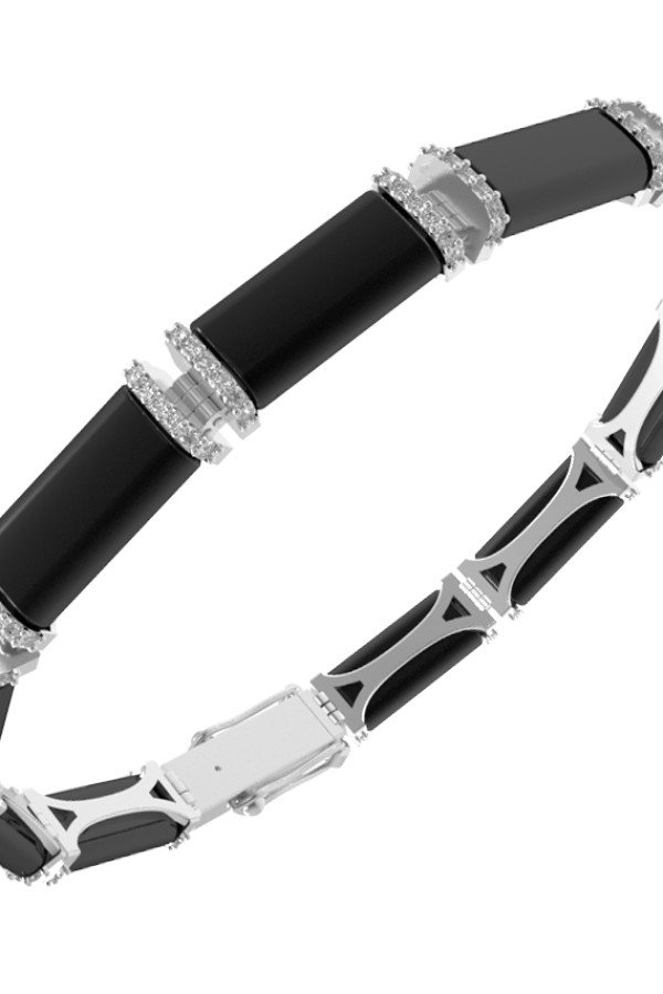 Браслет из белого золота c бриллиантами и ониксом