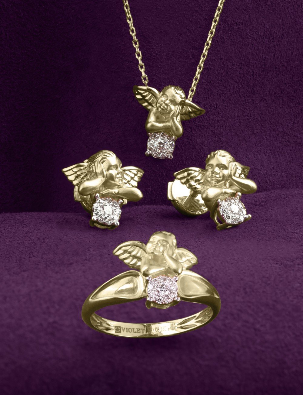 Серьги из лимонного золота c бриллиантами