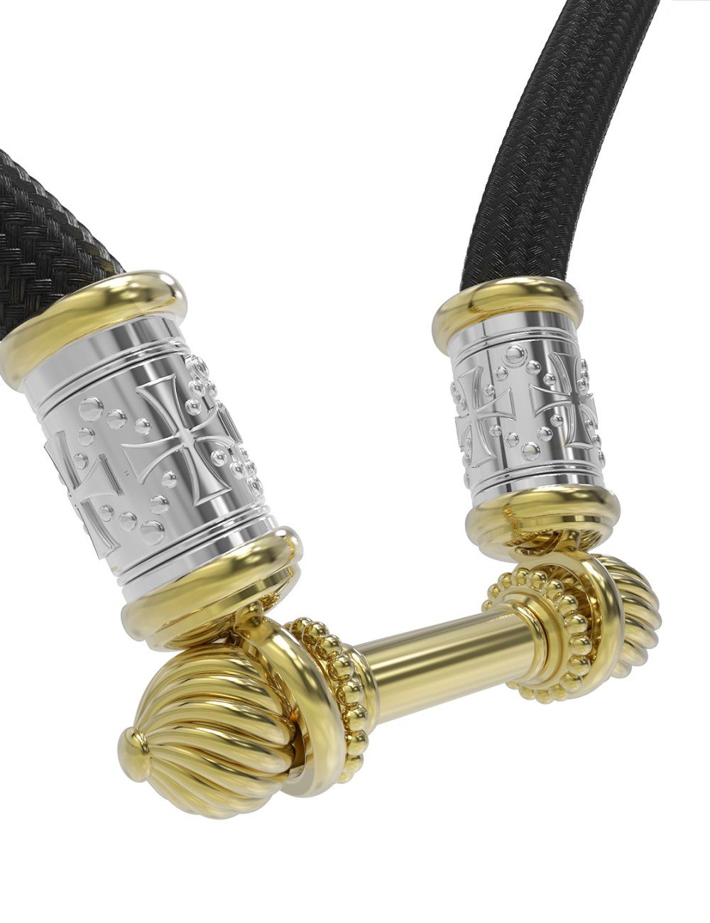 Шнурок шёлковый из лимонного золота c шёлковым шнурком