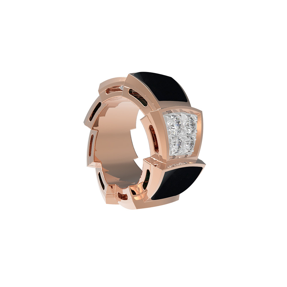 Подвеска из красного золота 585 пробы c бриллиантами и ониксом