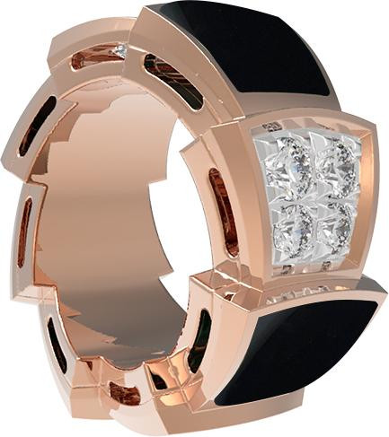 Подвеска из красного золота 585 пробы c бриллиантами и ониксом