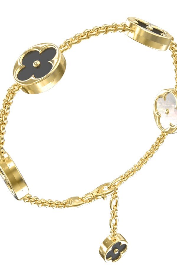 Браслет из лимонного золота c ониксом и перламутром