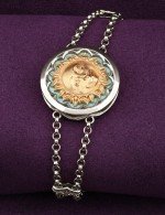 Браслет из белого золота c бирюзой и лазуритом