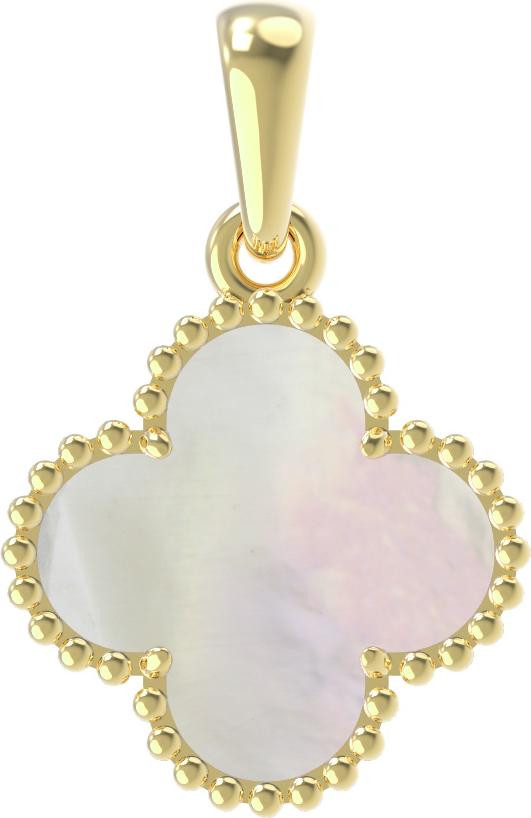 Подвеска из лимонного золота 585 пробы c перламутром