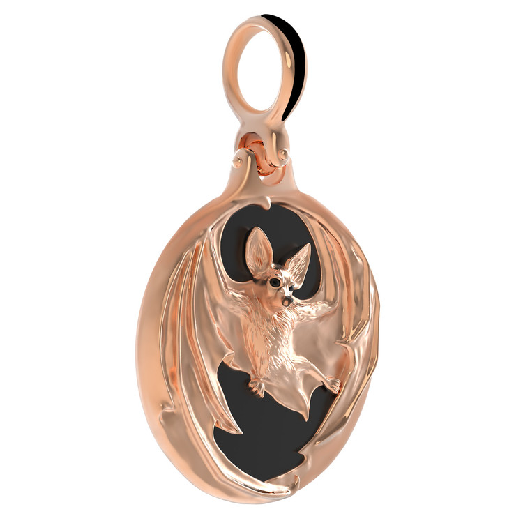 Подвеска из красного золота 585 пробы c эмалью и ониксом