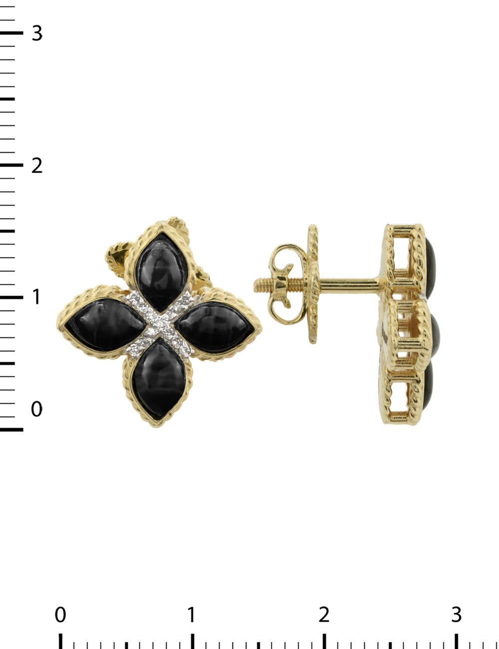 Серьги из лимонного золота c бриллиантами и ониксом