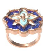 Кольцо из золота c бирюзой и лазуритом