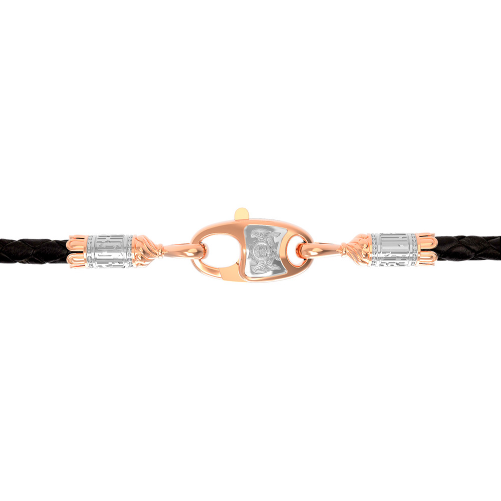 Цепь-шнурок кожа из красного золота 585 пробы c кожаным шнурком