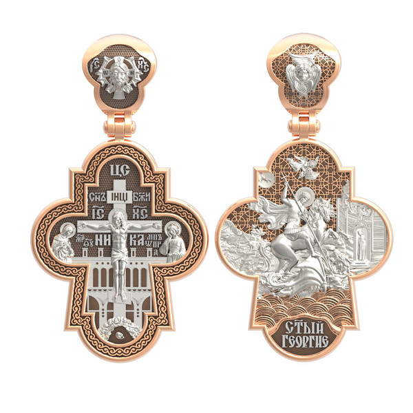 Крест из красного золота 585 пробы