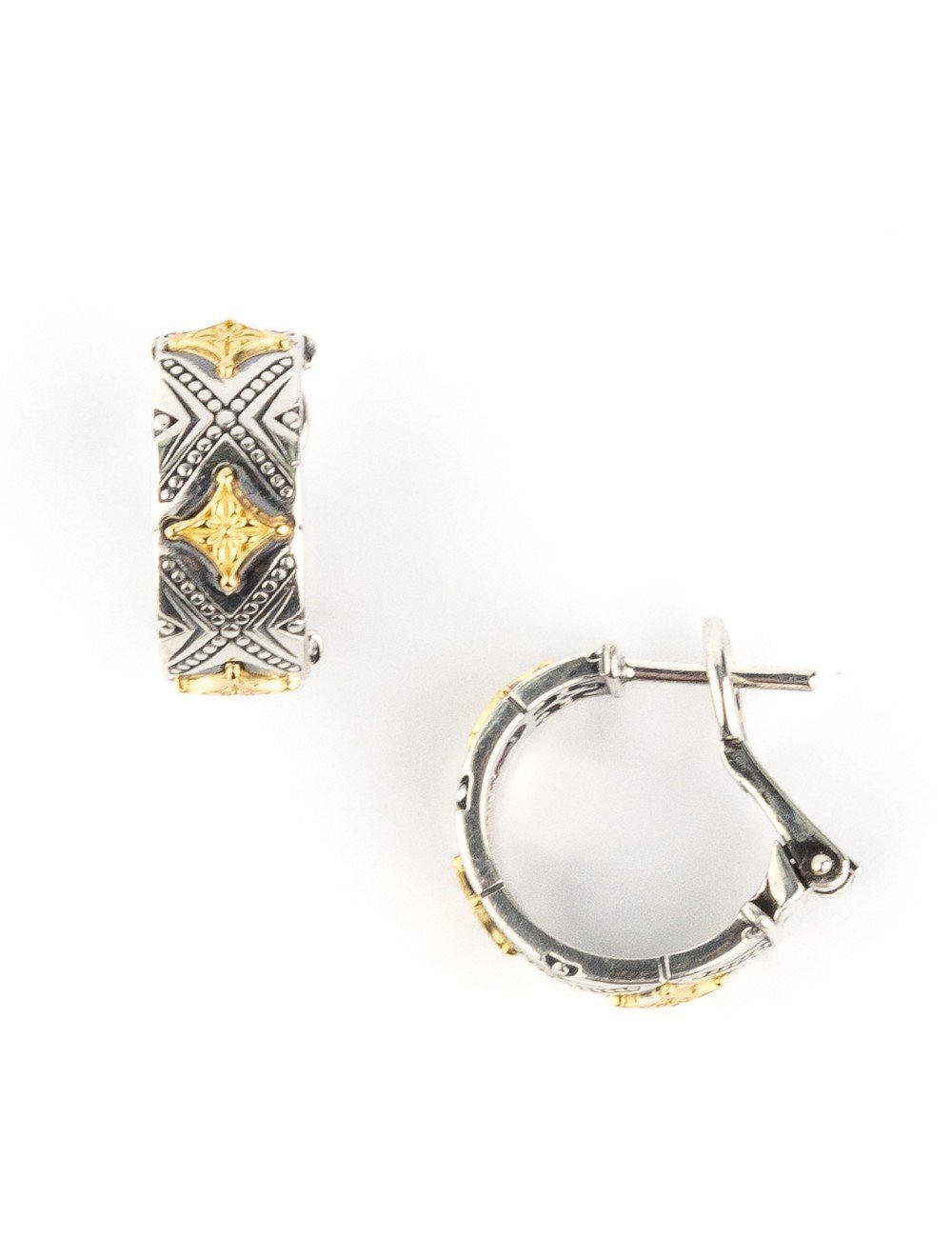 Серьги из серебра и золота c рубином