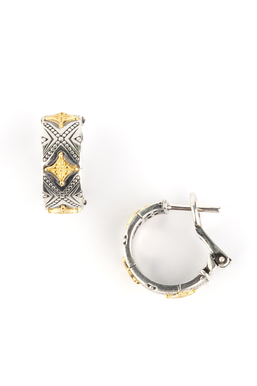 Серьги из серебра 925 пробы и золота 750 пробы c рубином